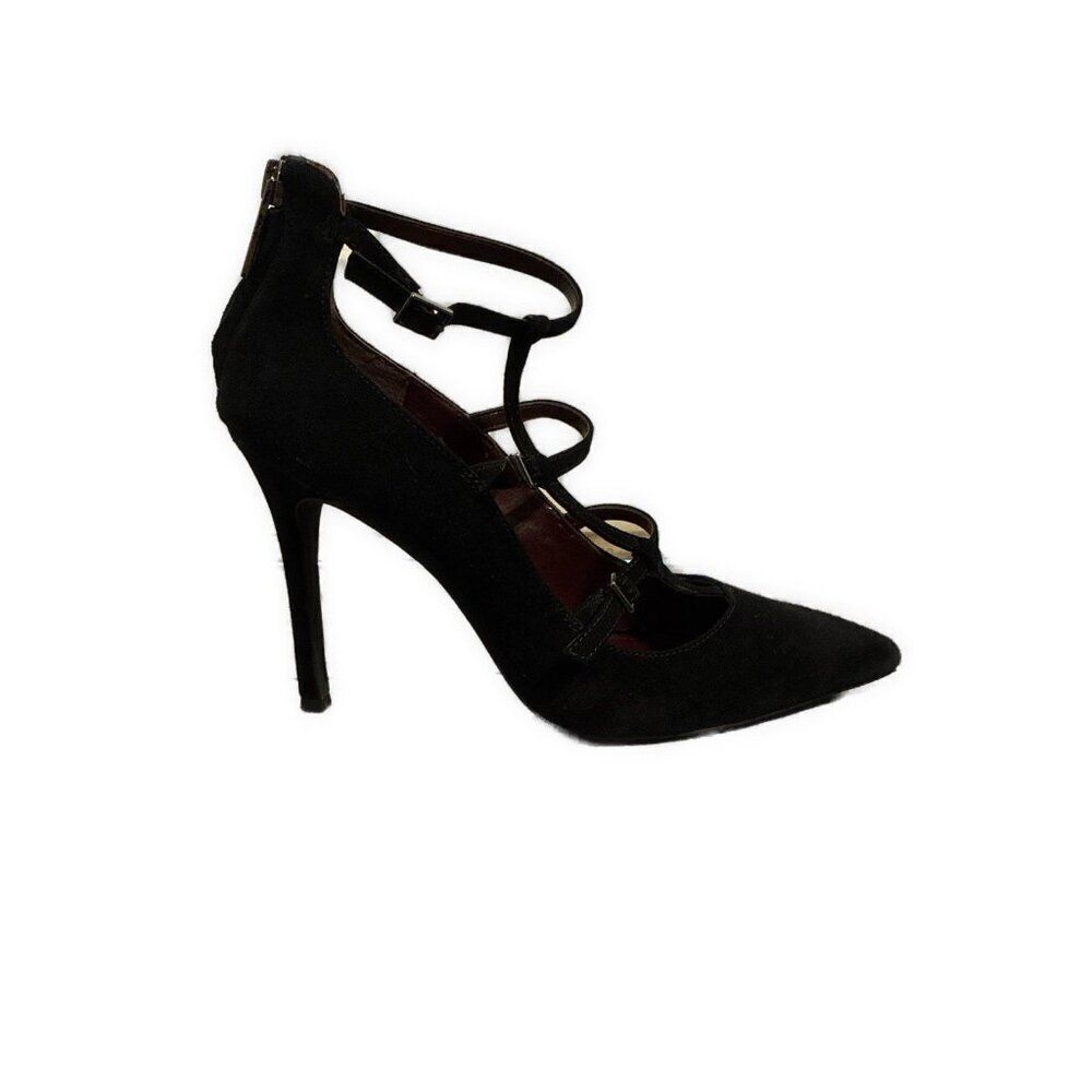 bcbgeneration Tamerra black suede cage heels Pointed Toe Pumps Heels 8.5